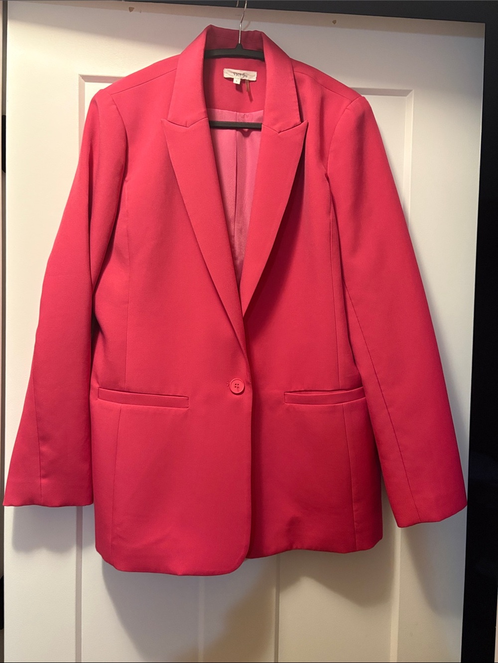Vici Hot Pink Single-Button Tailored Blazer